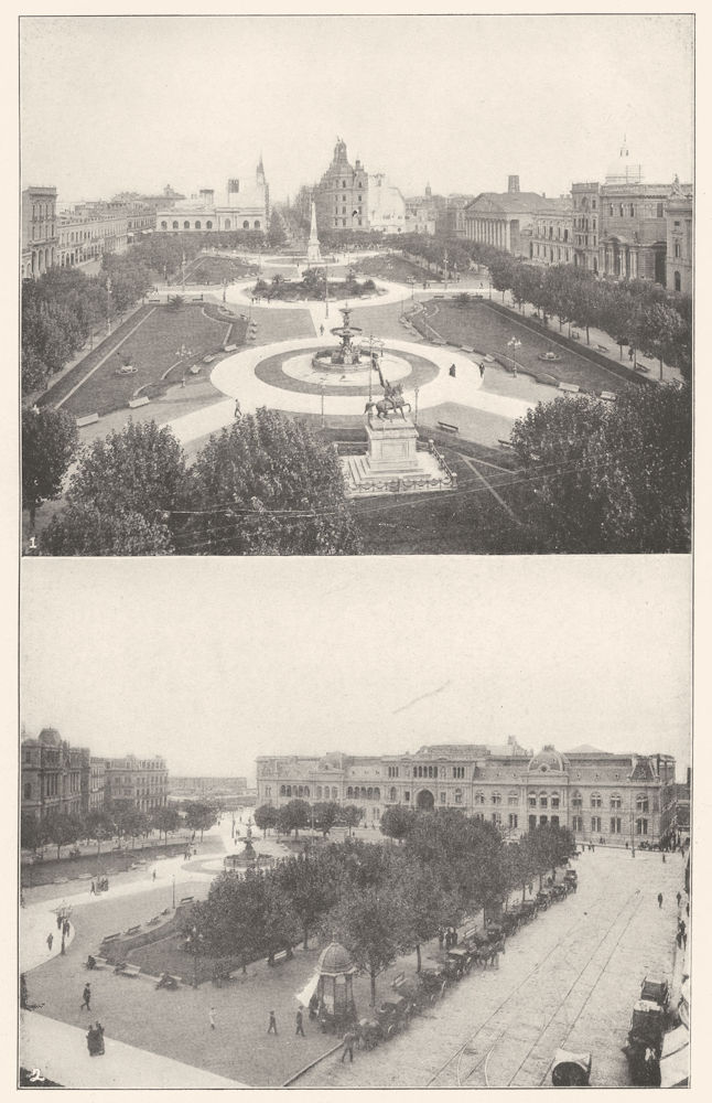 Associate Product BUENOS AIRES. Plaza Mayo; city Hall & Catholic cathedral; Govt House 1907