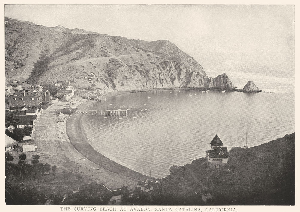 CALIFORNIA. Curving beach at Avalon, Sta Catalina 1907 old antique print