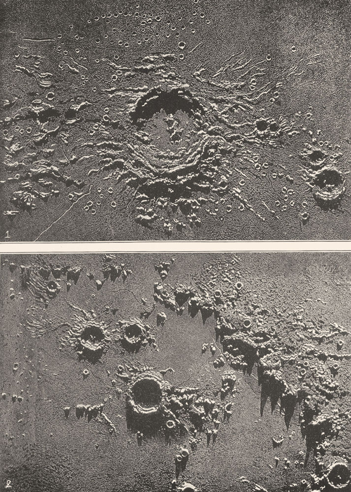 Associate Product LANDSCAPES. Surface lunar; 1 Crater Copernicus; 2 Appenine Mtns Archimedes 1907