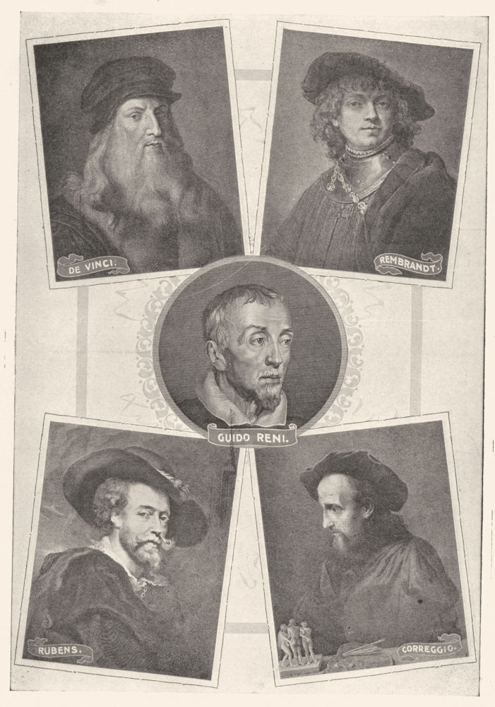 Associate Product ARTISTS. Vinci; Rembrandt; Guido Reni; Rubens; Correggio 1907 old print