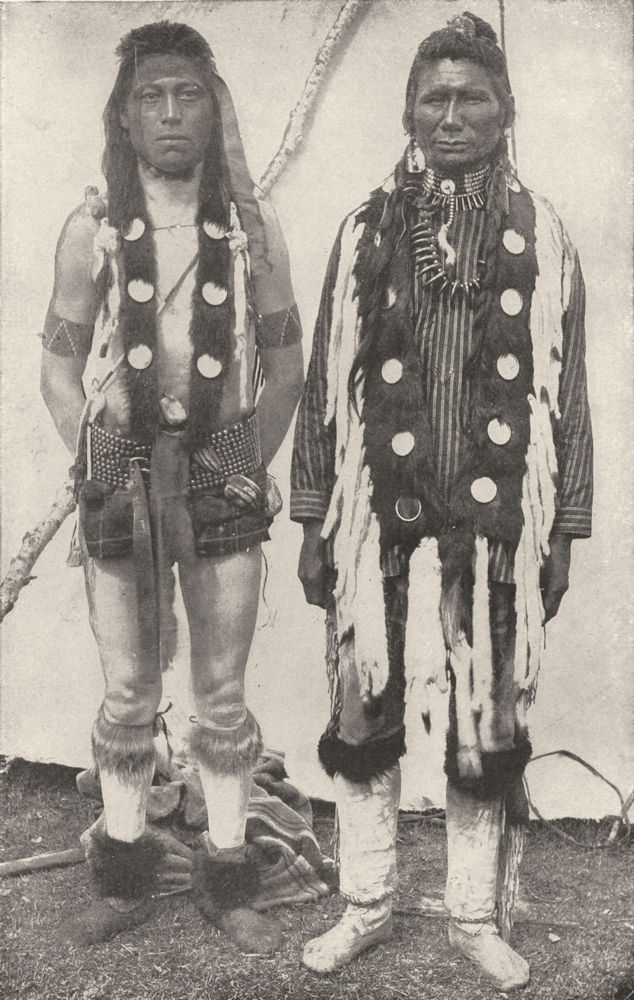 CANADA. Stoney Indians(Nakoda)Wearing Rich Otter & Ermine Trophies 1907 print