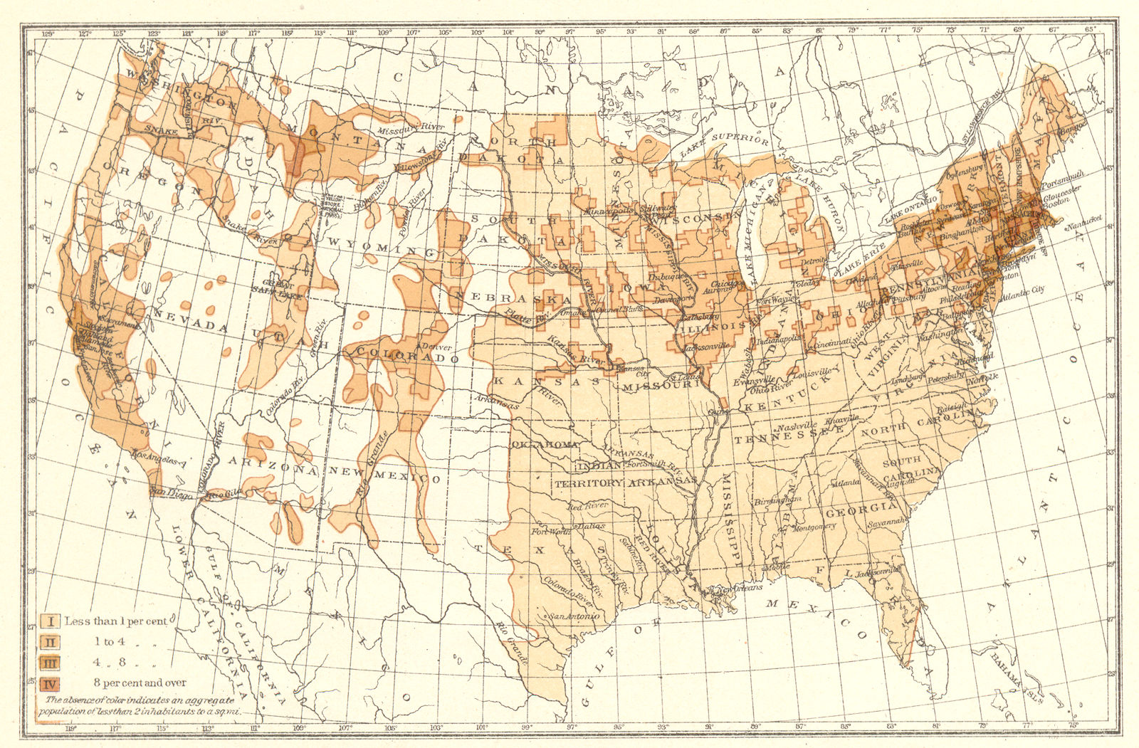 Associate Product USA. Proportion of natives Ireland to total population.  1900 old antique map