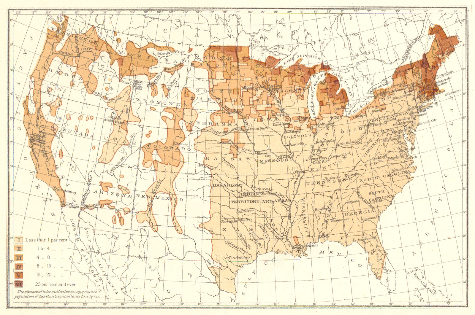 Associate Product USA. Proportion of natives Canada to total, population.  1900 old antique map