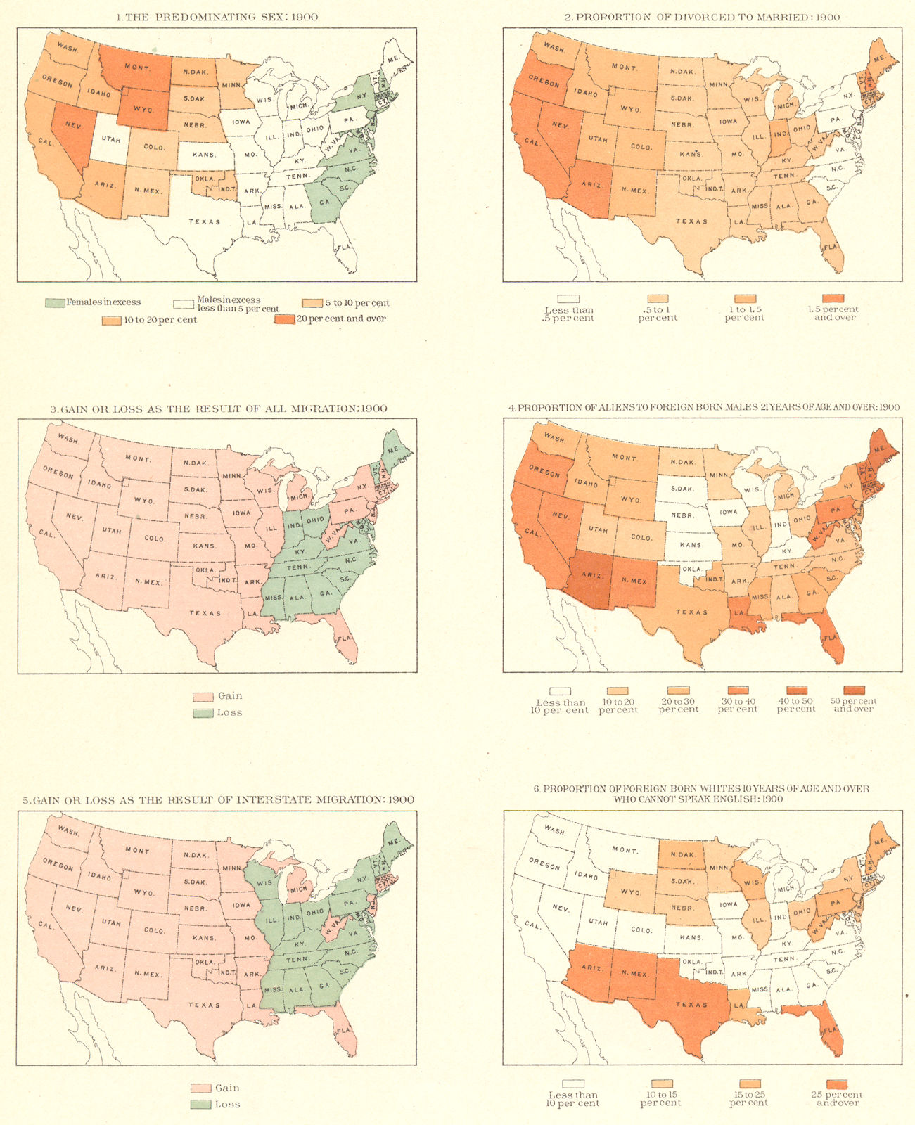 Associate Product USA. Predominant sex; marital status; migration; immigration; language 1900 map