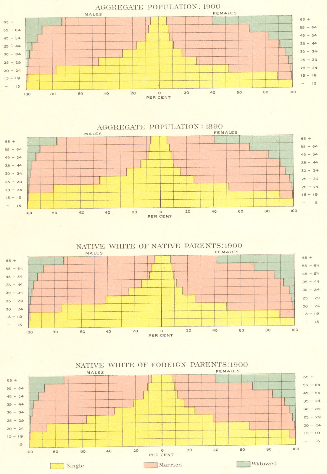 Associate Product USA. Conjugal marital status demographics, 1890-1900 1900 old antique map