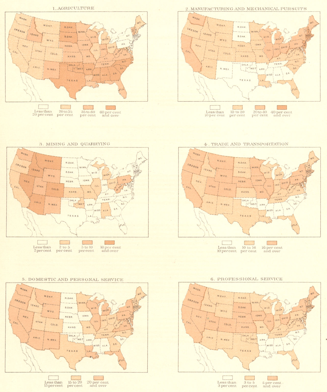 Associate Product USA. Employment, . Farming; Manufacturing; Resources; Trade; services 1900 map