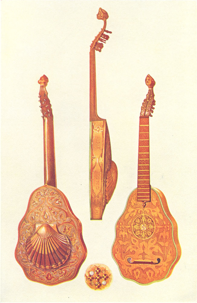 MUSICAL INSTRUMENTS. Queen Elizabeth's Lute 1945 old vintage print picture