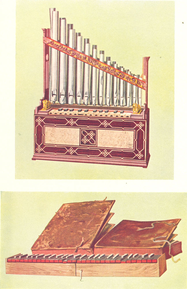 Associate Product MUSICAL INSTRUMENTS. Portable Organ and Bible Regal 1945 old vintage print