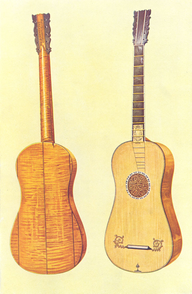 MUSICAL INSTRUMENTS. Guitar, by Antonius Stradivarius 1945 old vintage print