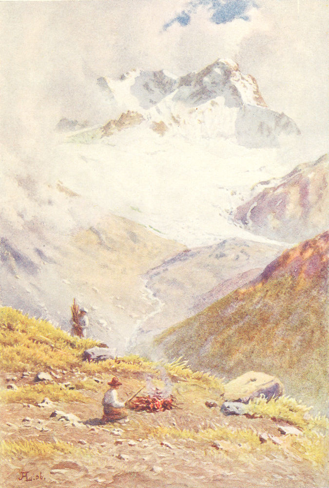 SWITZERLAND. Las Agnas to punt ota. The Piz Kesch from the Sertig Pass 1907