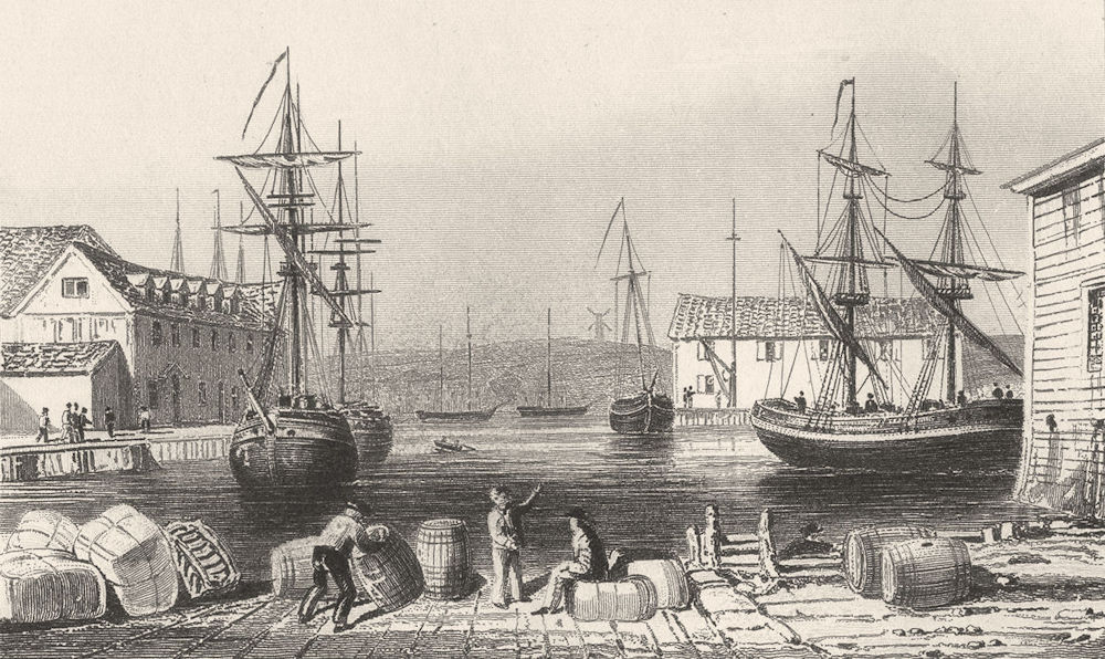 SUFFOLK. Scene on the river Orwell at Ipswich. DUGDALE 1845 old antique print
