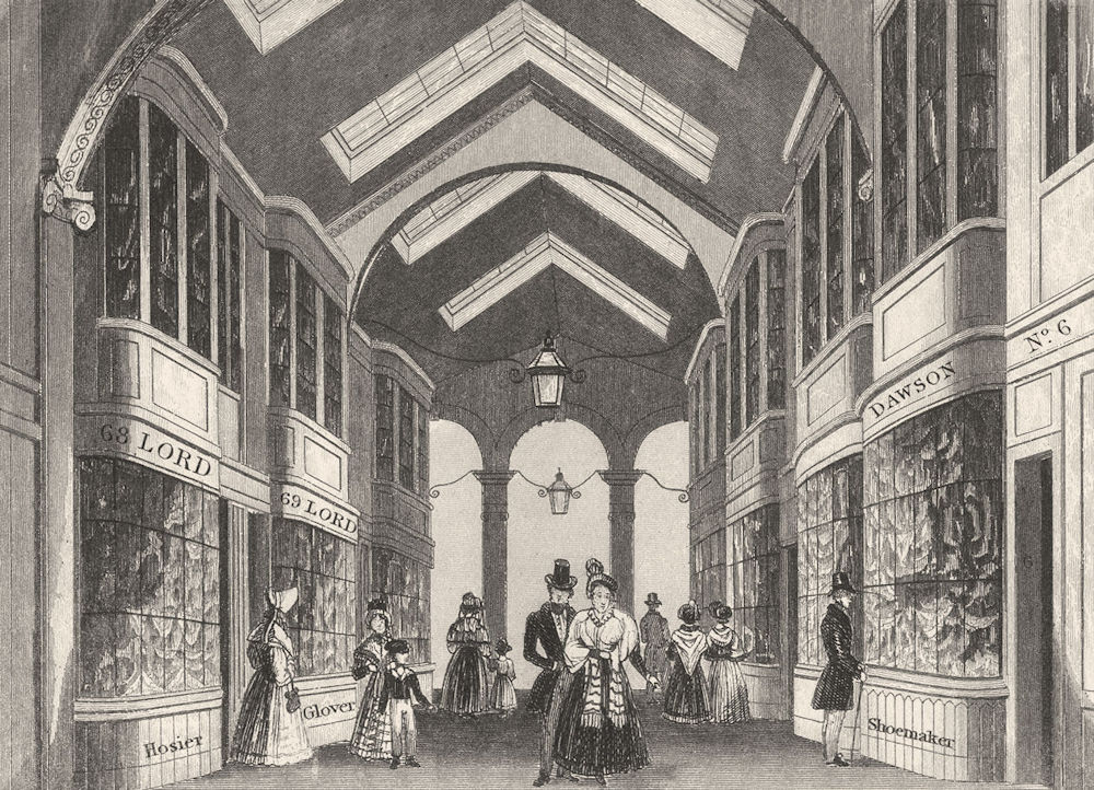 Associate Product LONDON. Interior of Burlington Arcade, London. DUGDALE 1845 old antique print