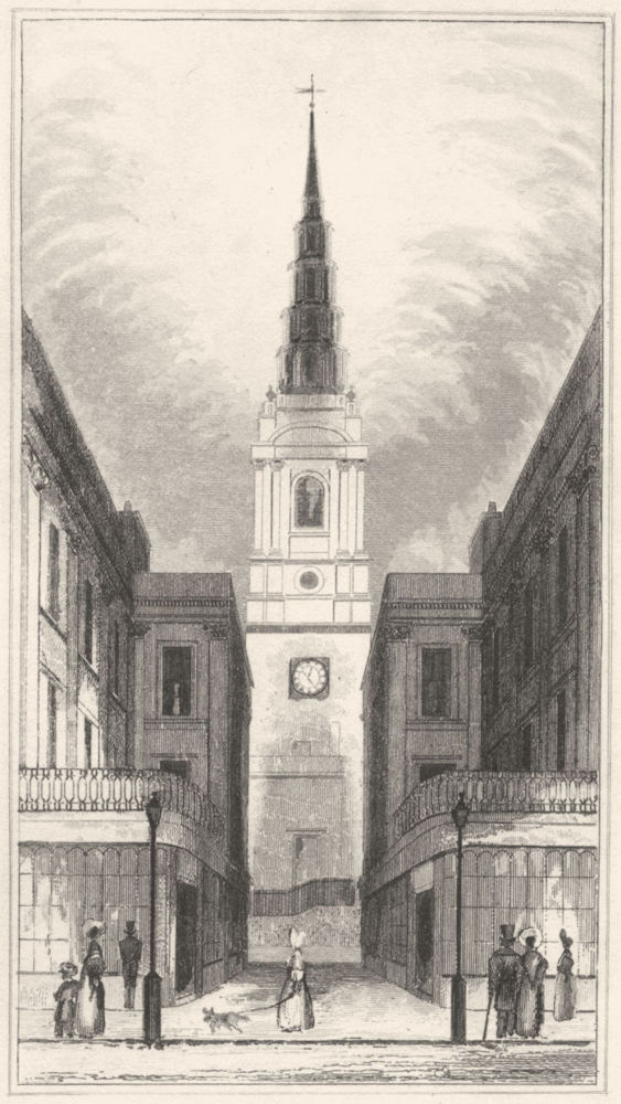 Associate Product LONDON. St Bride's Church. DUGDALE 1845 old antique vintage print picture