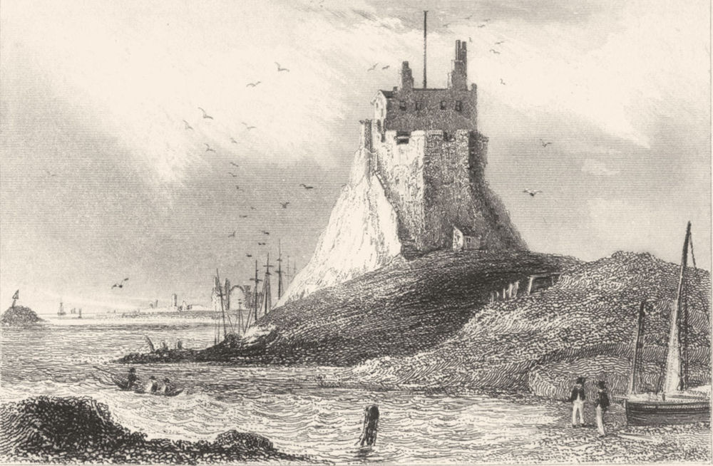 Associate Product NORTHUMBERLAND. Holy Island Castle, with Lindisfarne in distance. DUGDALE 1845