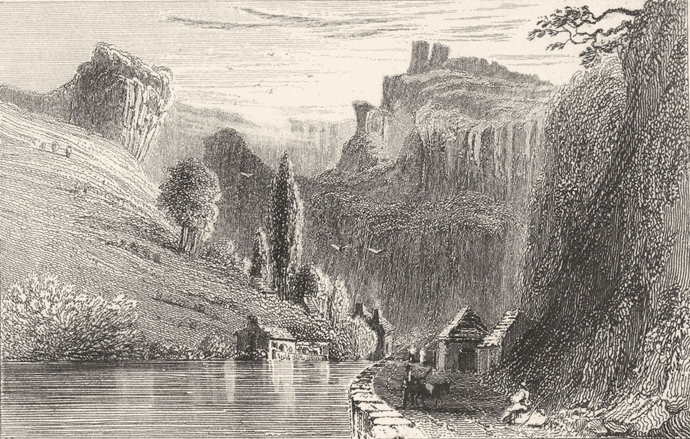 SOMERSET. Chedder Cliffs, Somersetshire. DUGDALE 1845 old antique print
