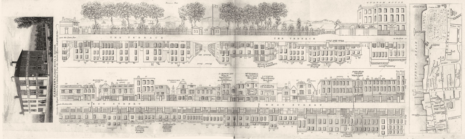 KENT. Gravesend. street plan; Gardner's hotel & Tavern,  map . DUGDALE 1845