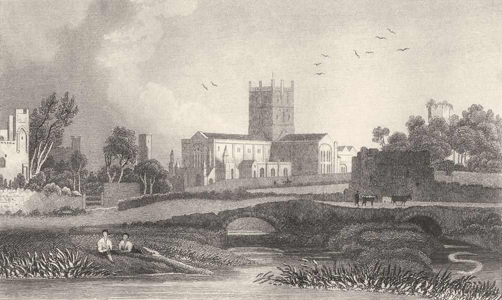 WALES. St David's Cathedral, Pembrokeshire. DUGDALE 1845 old antique print