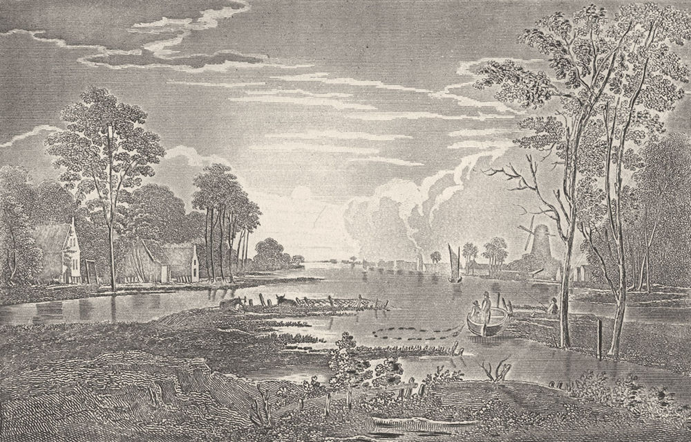 CAMBRIDGESHIRE. View at Soham, Cambridgeshire. DUGDALE 1845 old antique print