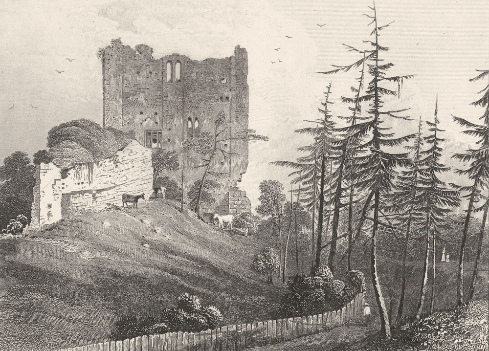 SURREY. Guildford Castle keep. DUGDALE 1845 old antique vintage print picture