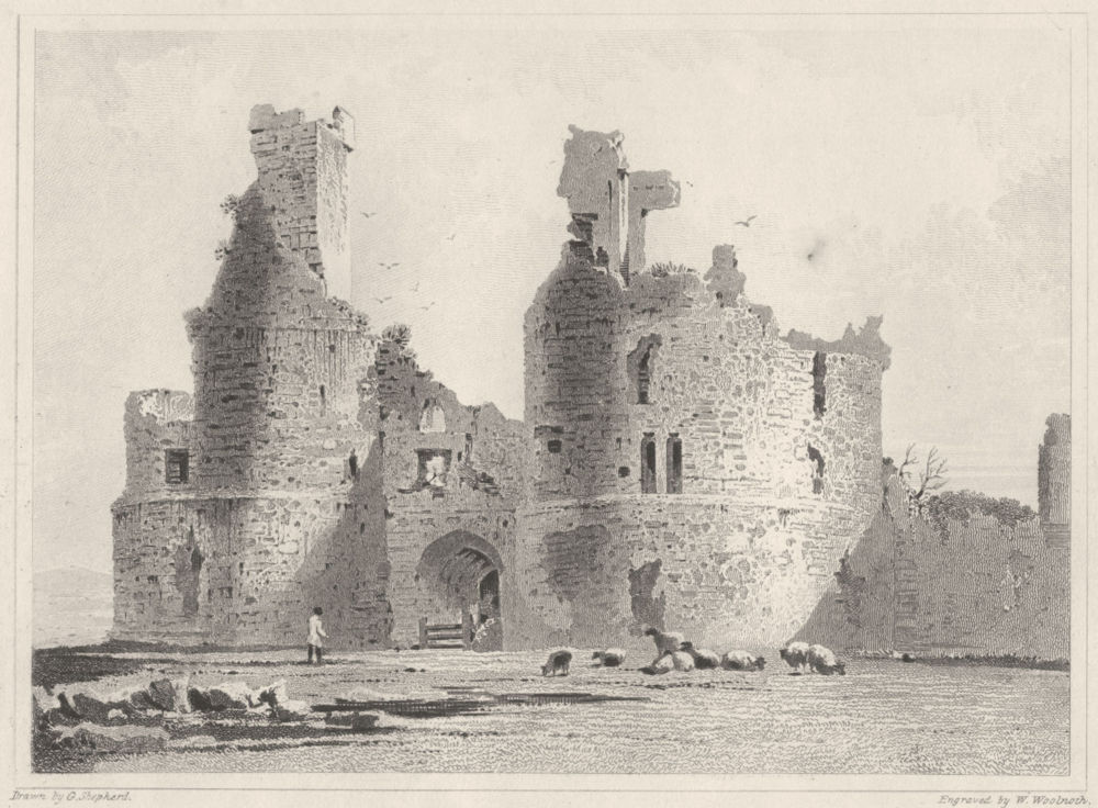 NORTHUMBERLAND. Dunstanburgh Castle. DUGDALE 1845 old antique print picture