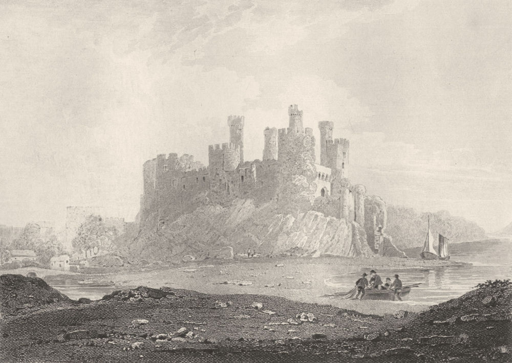 Associate Product WALES. Conwy Castle, Caernarvonshire. DUGDALE 1845 old antique print picture