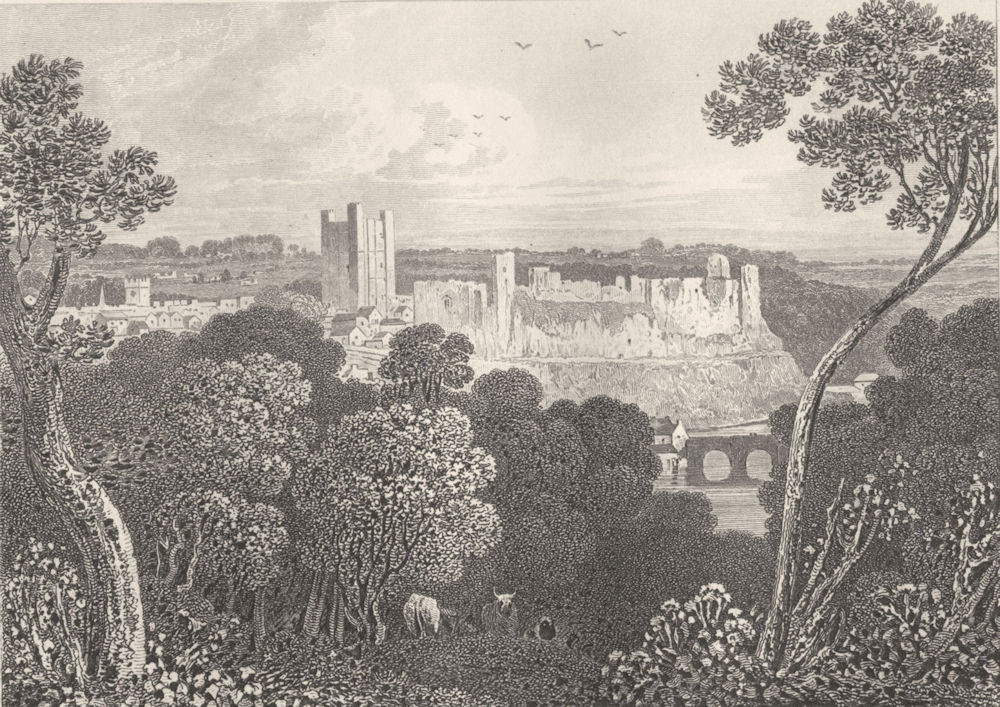 YORKSHIRE. Richmond Castle. DUGDALE 1845 old antique vintage print picture