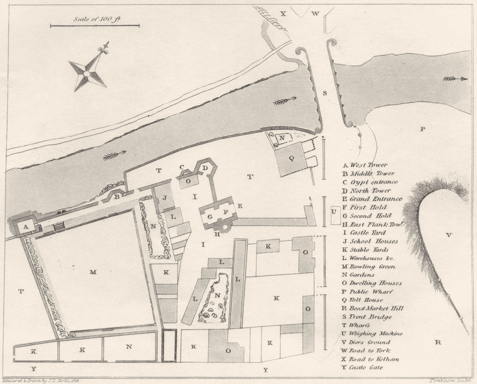 NOTTINGHAMSHIRE. Newark Castle. DUGDALE 1845 old antique map plan chart