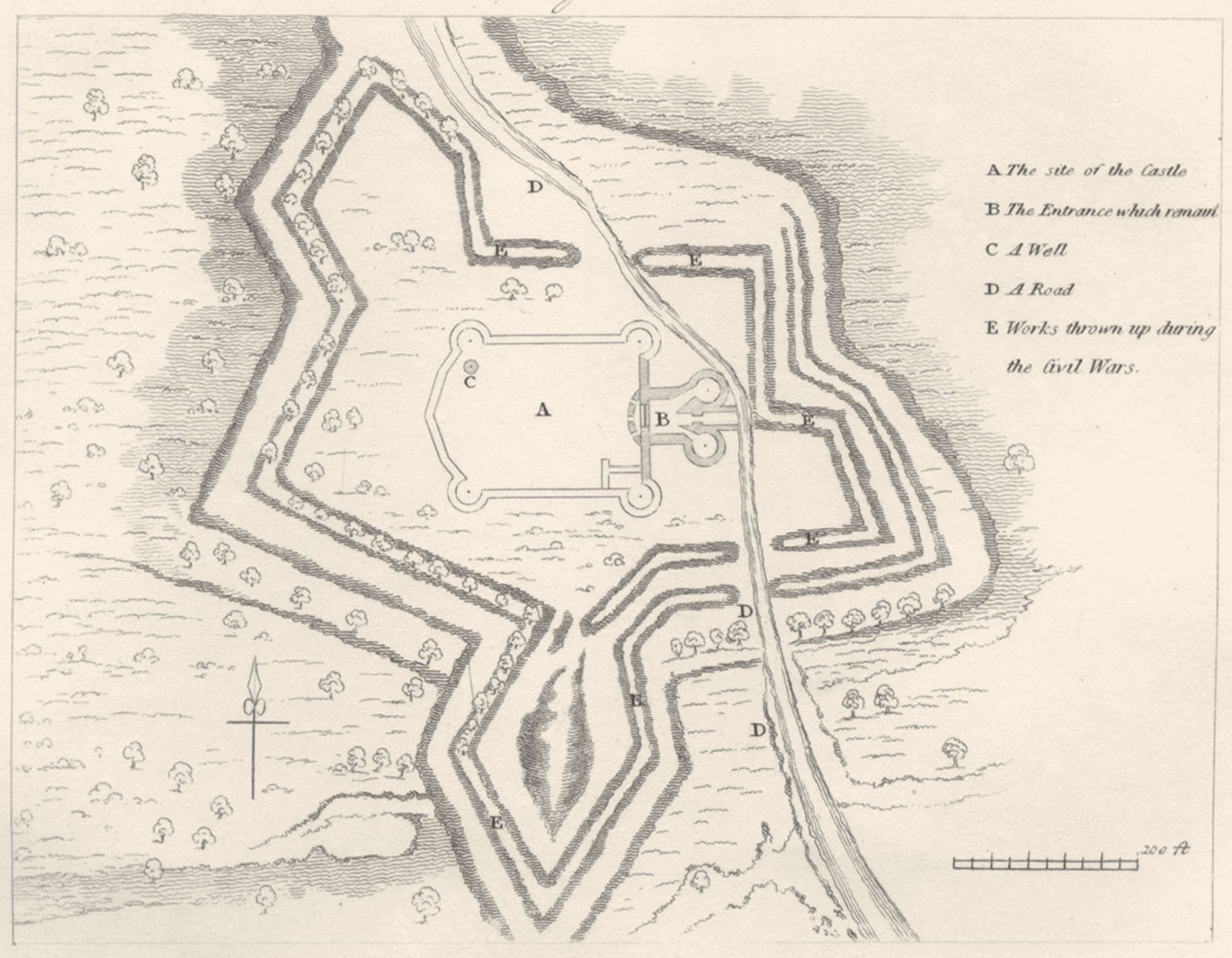 BERKSHIRE. Donnington Castle. DUGDALE 1845 old antique vintage map plan chart