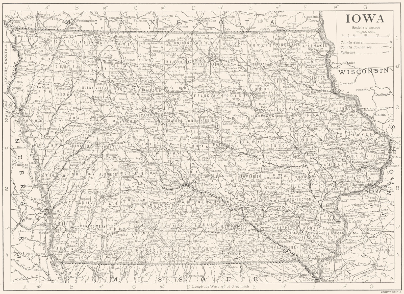 Associate Product IOWA. Iowa 1910 old antique vintage map plan chart