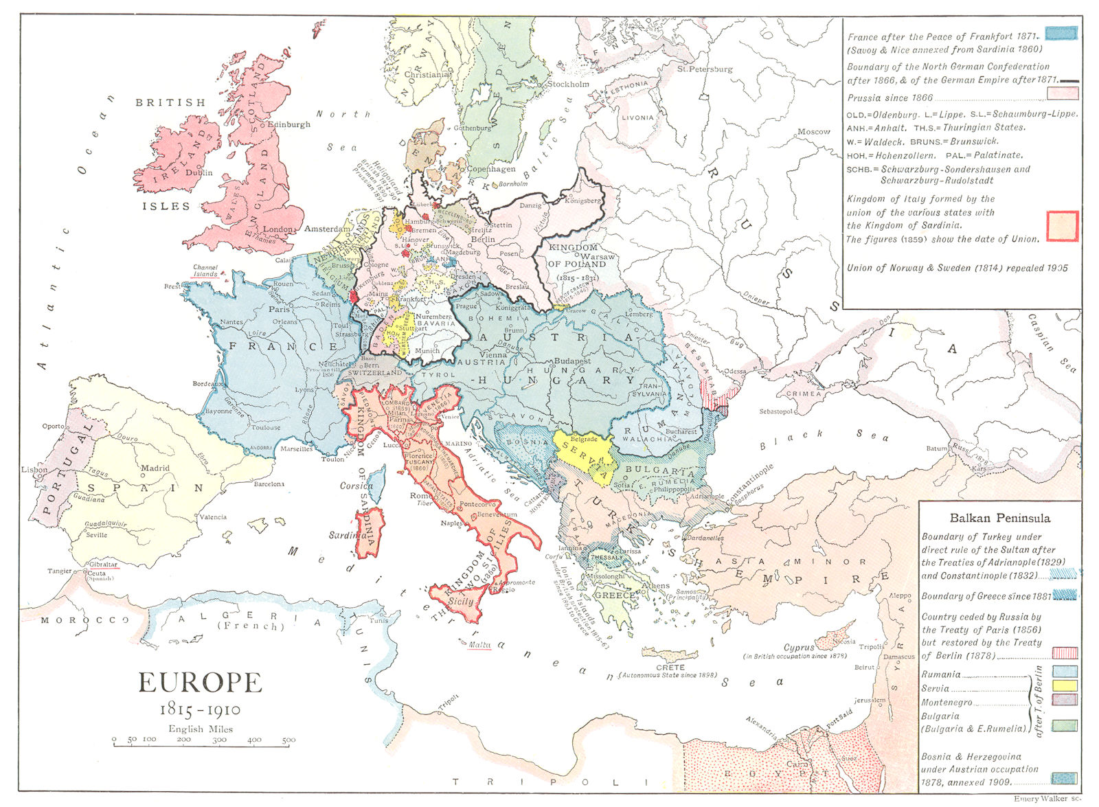 Associate Product EUROPE. Europe 1815-1910 1910 old antique vintage map plan chart