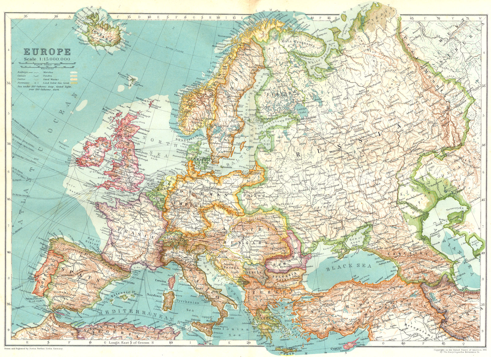EUROPE. Europe 1910 old antique vintage map plan chart