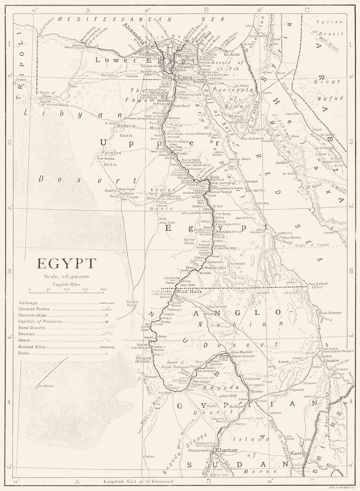 Associate Product EGYPT. Egypt & Anglo-Egyptian Sudan 1910 old antique vintage map plan chart