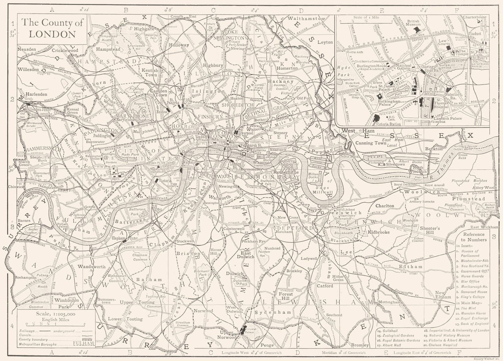 Associate Product CENTRAL LONDON. Inset map of The West End  1910 old antique plan chart
