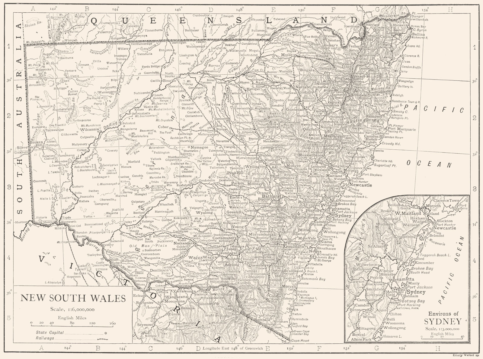Associate Product AUSTRALIA. New South Wales; Inset map of Environs of Sydney 1910 old