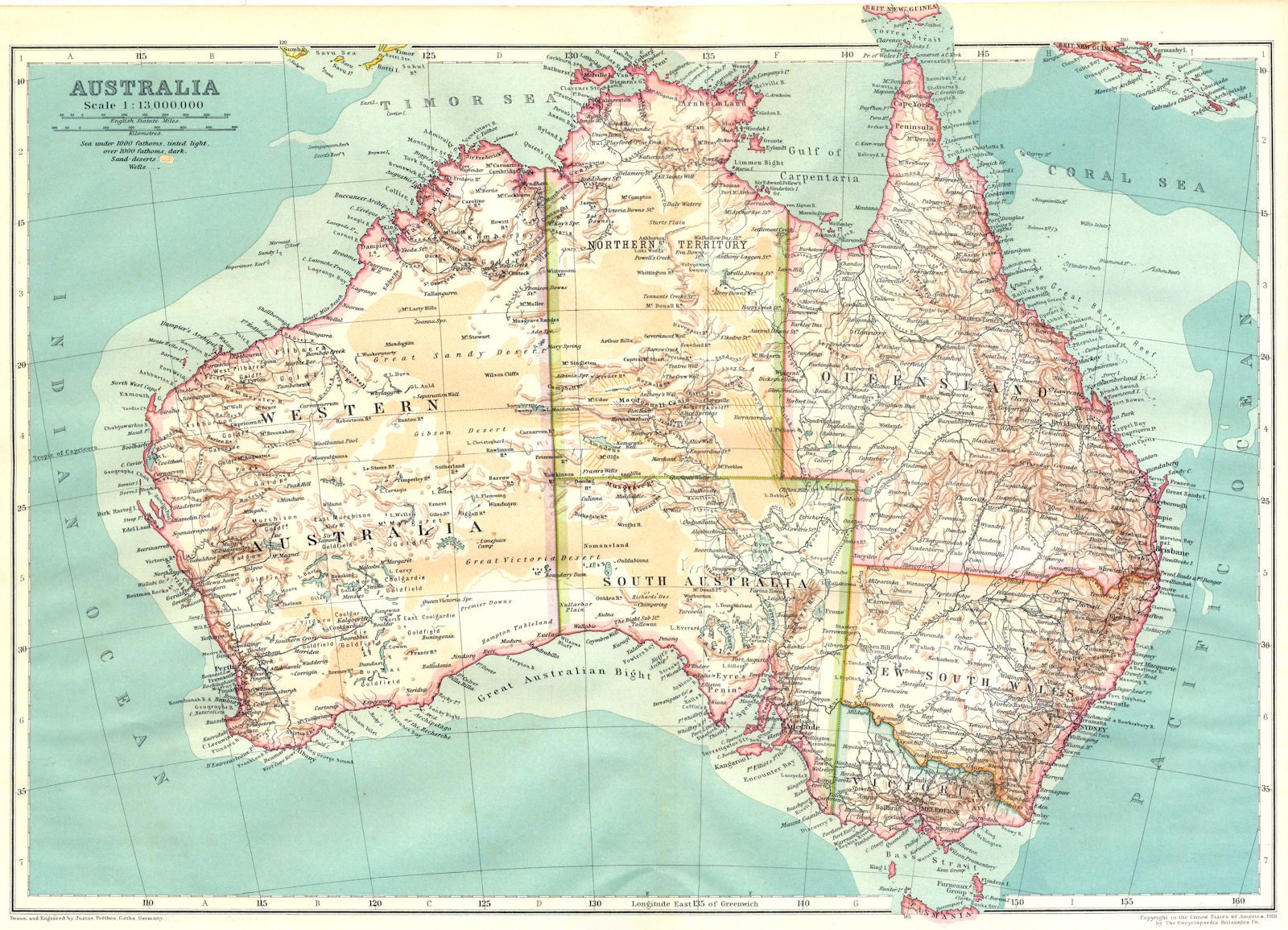 Associate Product AUSTRALIA. Australia 1910 old antique vintage map plan chart