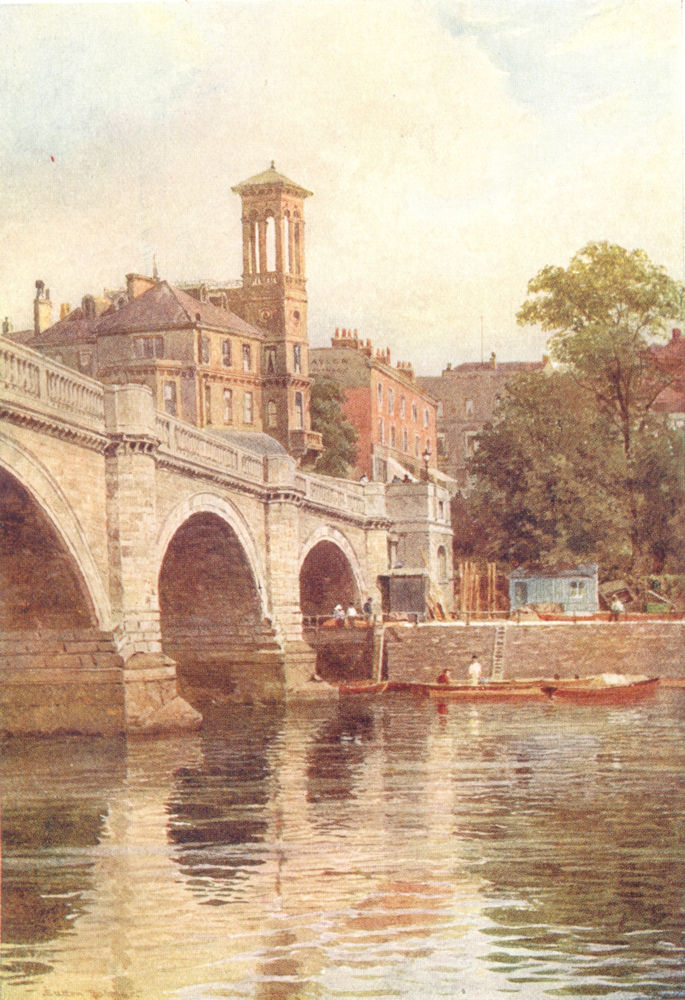 LONDON. The Thames, Richmond 1908 old antique vintage print picture