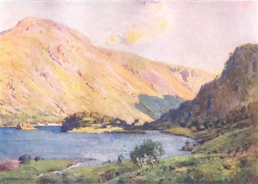 CUMBRIA. Lake district. Thirlmere and Helvellyn 1908 old antique print picture