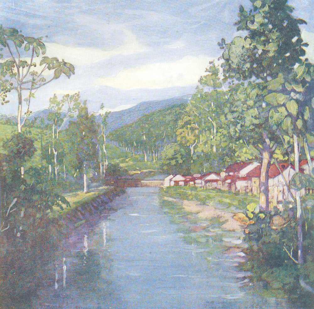 BRAZIL. The Macae River(?)near Friburgo(Freiburg) 1908 old antique print