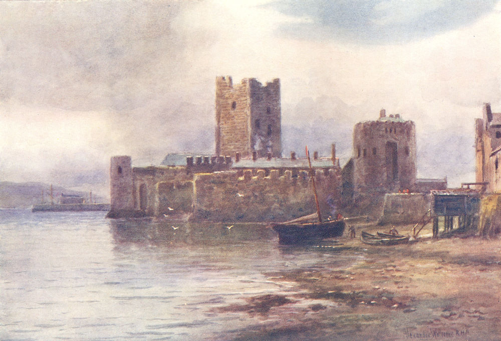 IRELAND. Carrickfergus Castle, Belfast Lough 1908 old antique print picture