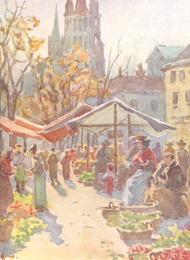 Associate Product SWITZERLAND. The Market place, Lausanne 1917 old antique vintage print picture