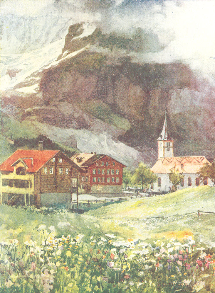 Associate Product SWITZERLAND. A Village in Grindelwald 1917 old antique vintage print picture