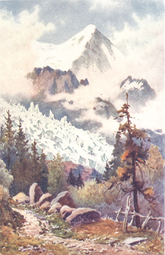 HAUTE-SAVOIE. The Glaciers des Bossons, Chamonix 1917 old antique print