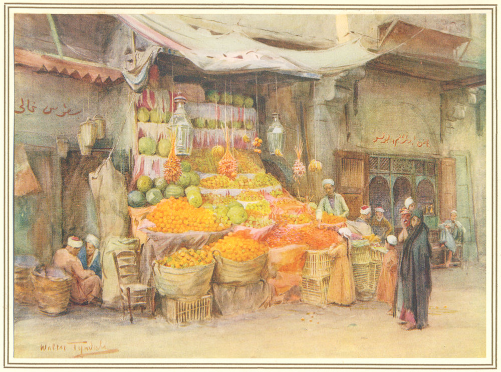 EGYPT. A Fruit-stall at Bulak 1912 old antique vintage print picture