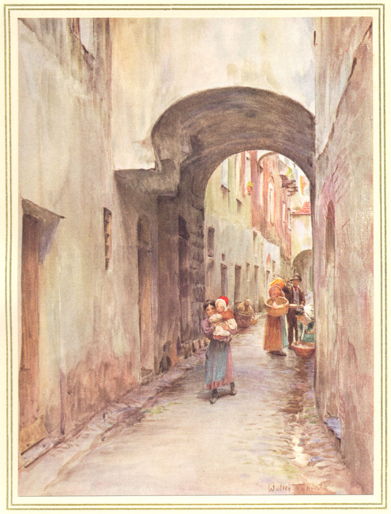 ITALY. A Lane in Noli 1912 old antique vintage print picture