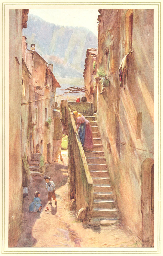 ITALY. Vicolo del Ponte, Villa Nuova di Albenga 1912 old antique print picture