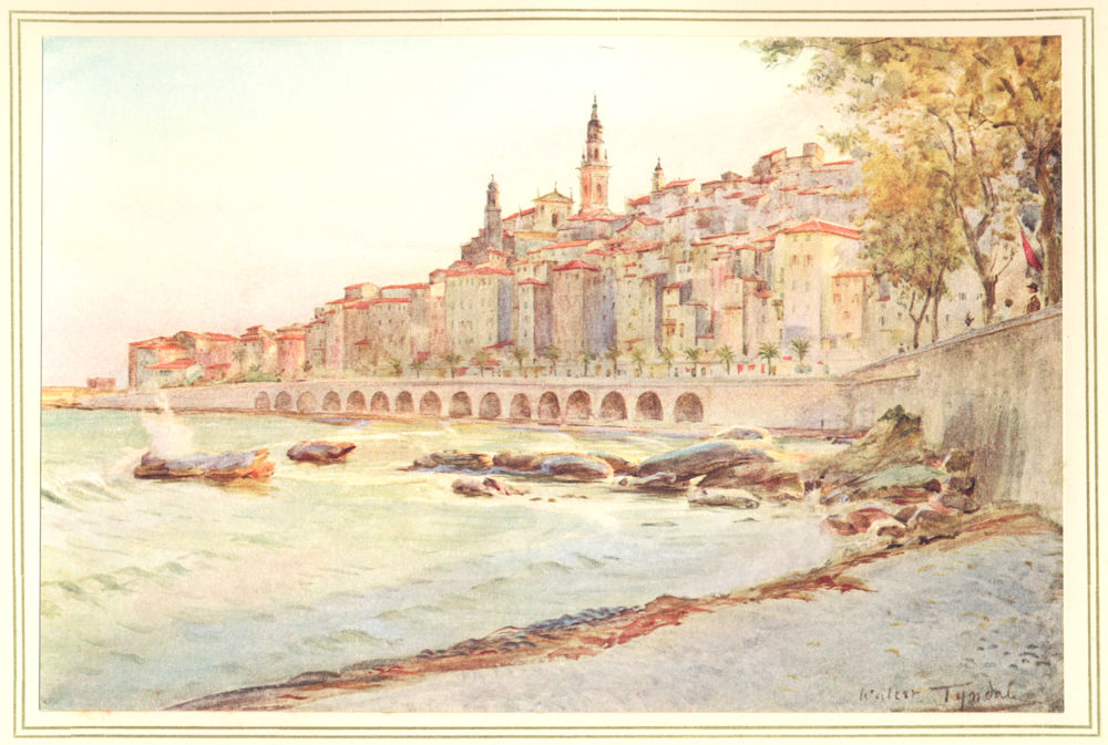 FRANCE. Menton and Monte Carlo. Menton, from Garavan 1912 old antique print