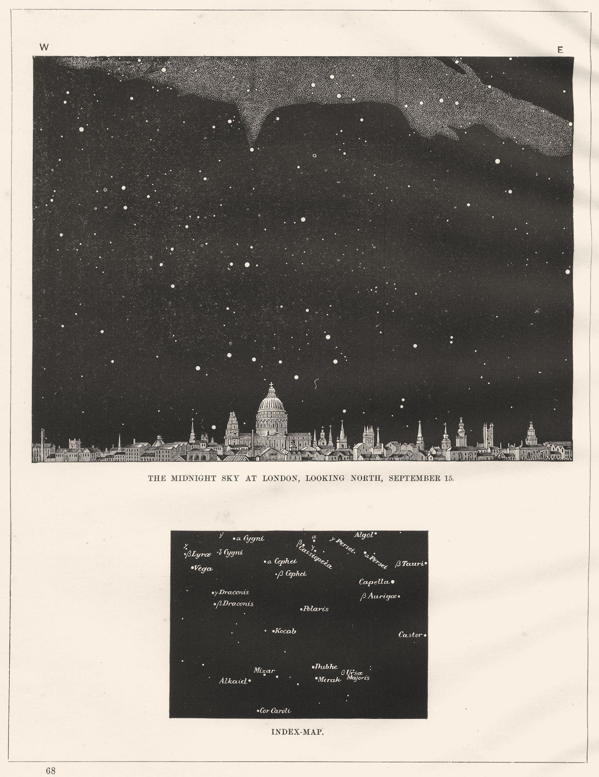 The Midnight Sky at London. Looking North, September 15. St Paul's 1869 print