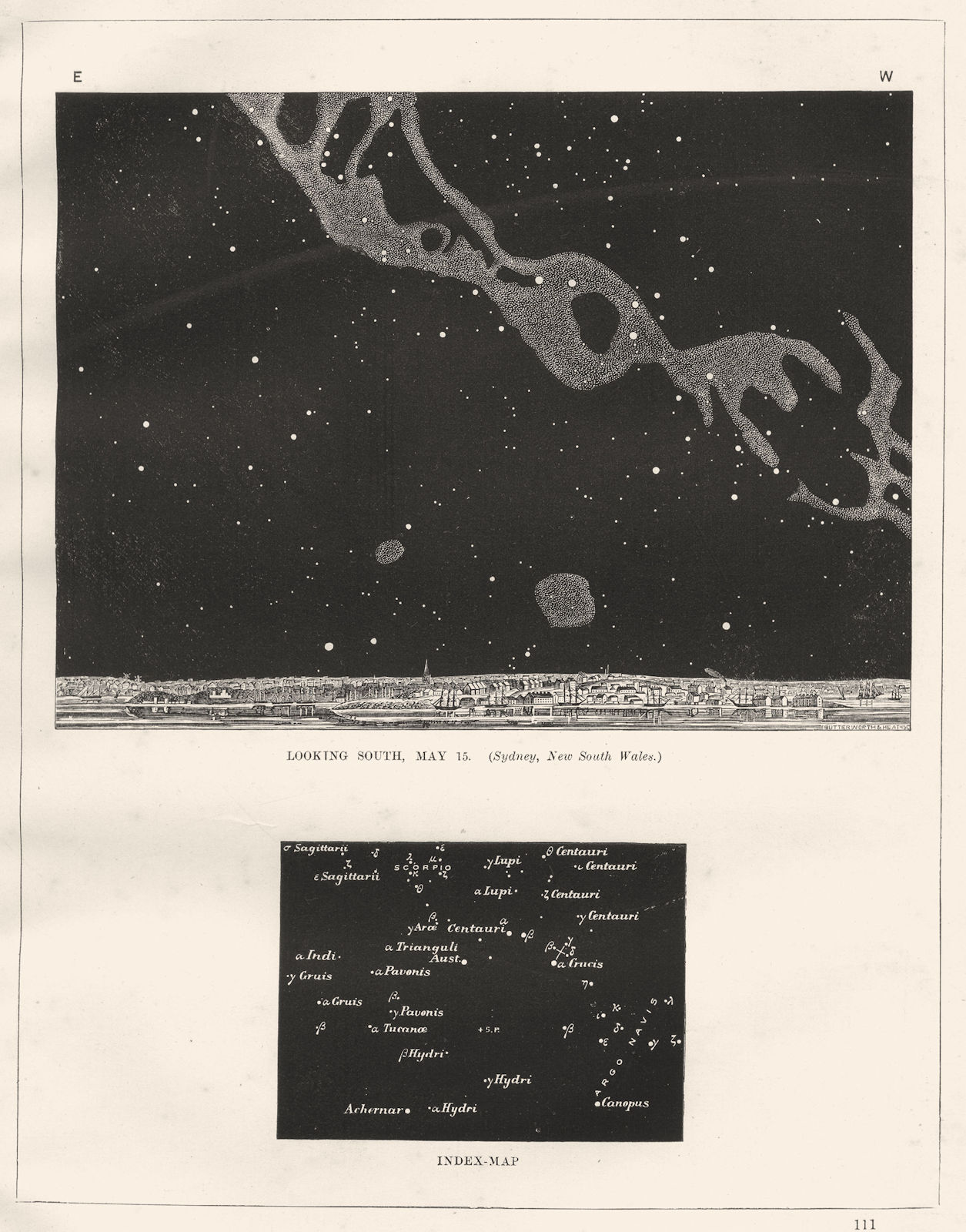 Associate Product SYDNEY. Midnight sky of Southern Hemisphere. Looking south, May 15 (NSW)  1869