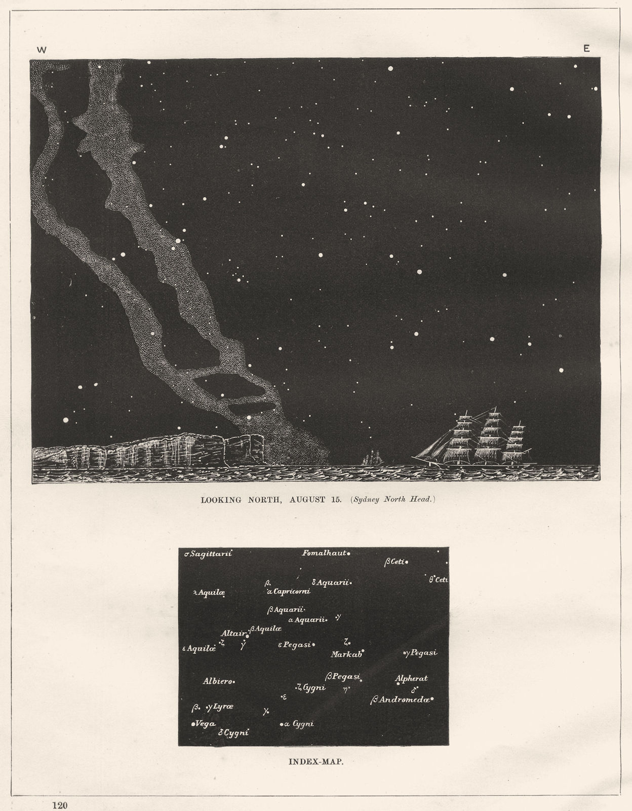 SYDNEY. Midnight sky of Southern Hemisphere. Looking North, Aug 15 (Head)  1869