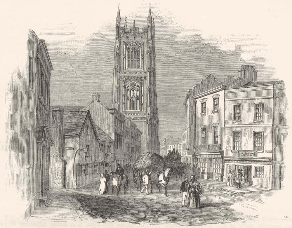 NOTTINGHAMSHIRE. All Saints, Derby 1850 old antique vintage print picture